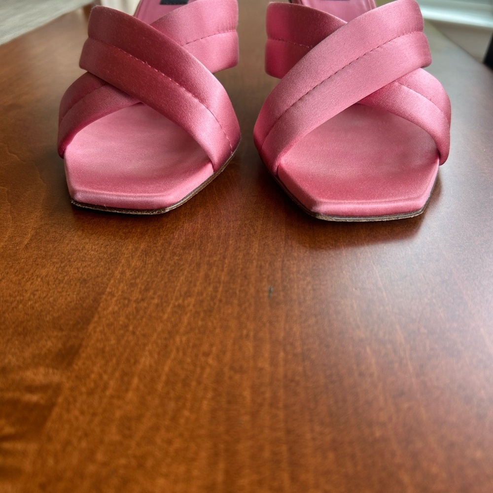 Pink Satin Slide Heels Sandals Size 40 - Picture 4 of 7